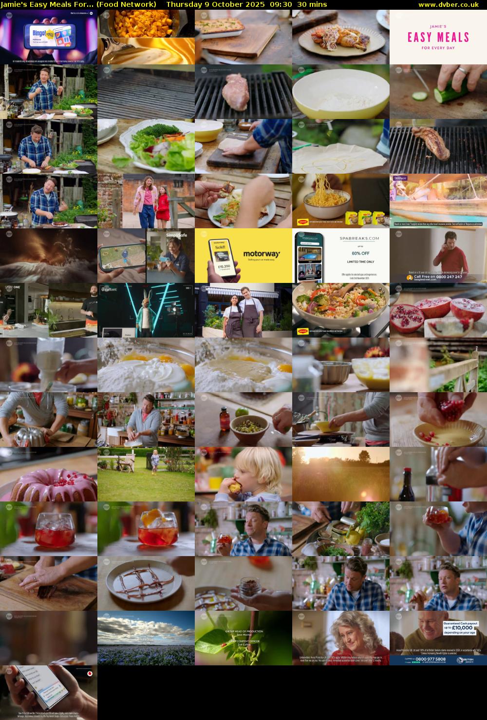 Jamie's Easy Meals For... (Food Network) Thursday 9 October 2025 09:30 - 10:00