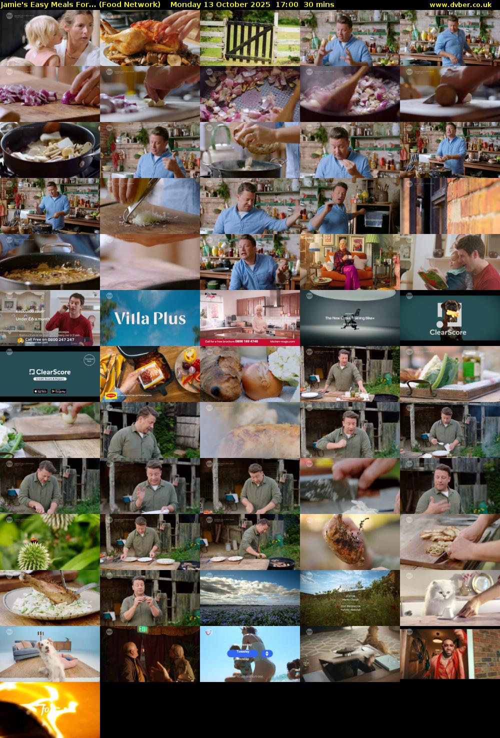 Jamie's Easy Meals For... (Food Network) Monday 13 October 2025 17:00 - 17:30