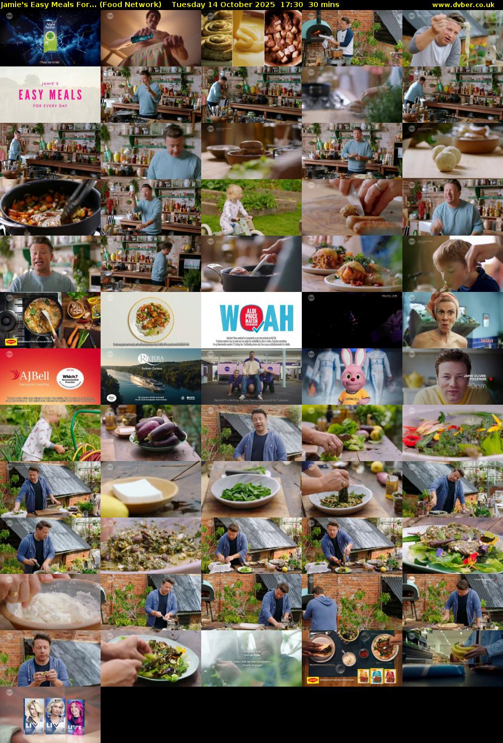 Jamie's Easy Meals For... (Food Network) Tuesday 14 October 2025 17:30 - 18:00