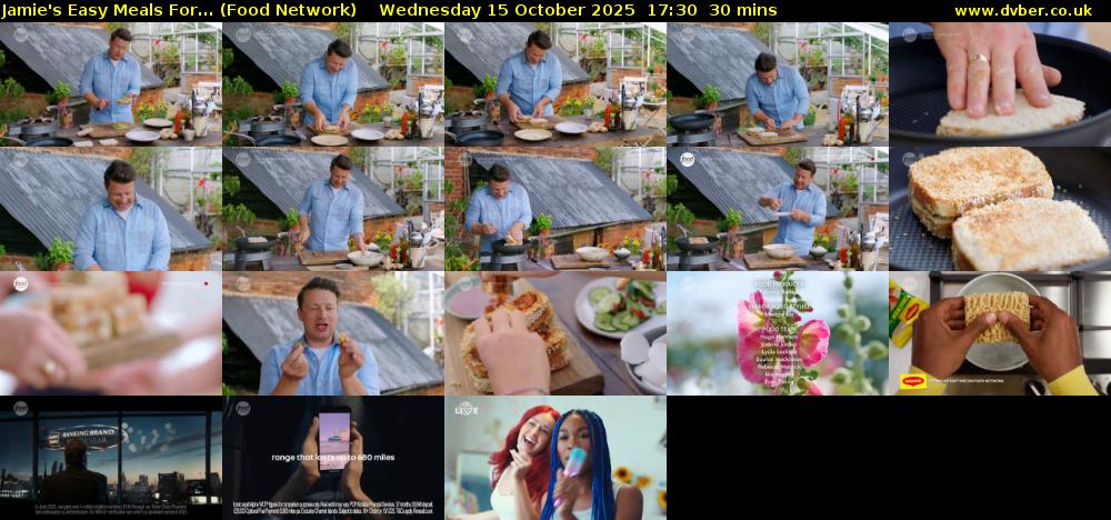 Jamie's Easy Meals For... (Food Network) Wednesday 15 October 2025 17:30 - 18:00