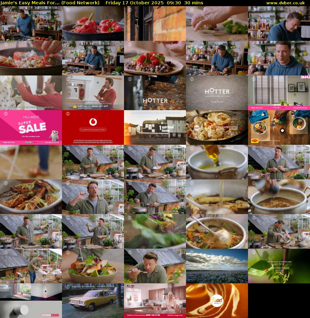 Jamie's Easy Meals For... (Food Network) Friday 17 October 2025 09:30 - 10:00