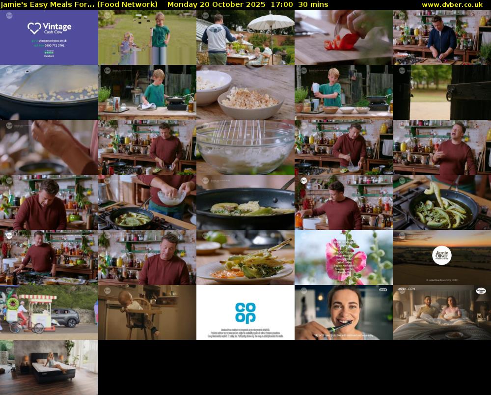 Jamie's Easy Meals For... (Food Network) Monday 20 October 2025 17:00 - 17:30