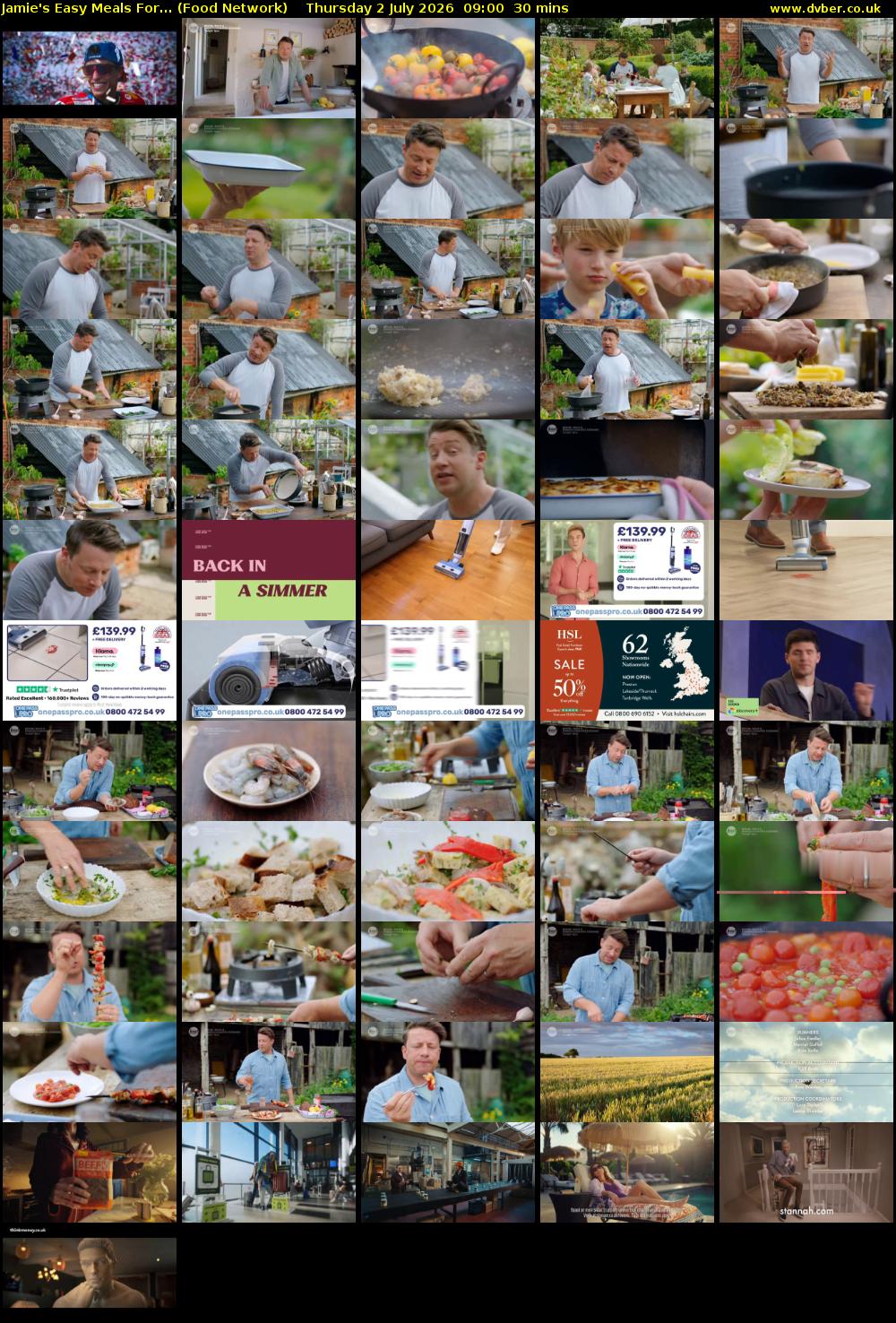 Jamie's Easy Meals For... (Food Network) Thursday 2 July 2026 09:00 - 09:30
