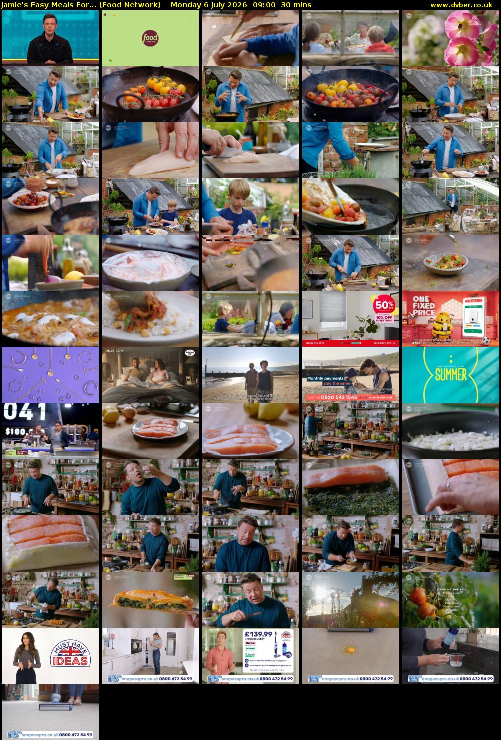 Jamie's Easy Meals For... (Food Network) Monday 6 July 2026 09:00 - 09:30