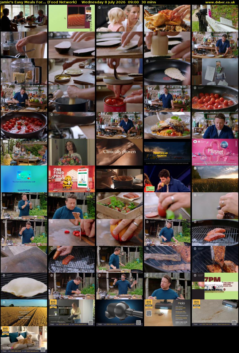 Jamie's Easy Meals For... (Food Network) Wednesday 8 July 2026 09:00 - 09:30