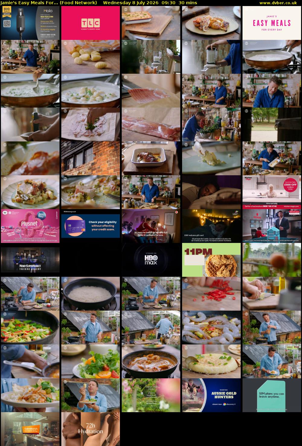 Jamie's Easy Meals For... (Food Network) Wednesday 8 July 2026 09:30 - 10:00