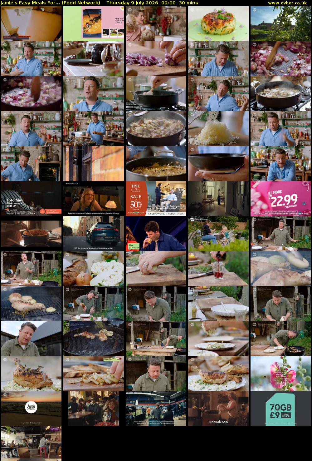 Jamie's Easy Meals For... (Food Network) Thursday 9 July 2026 09:00 - 09:30