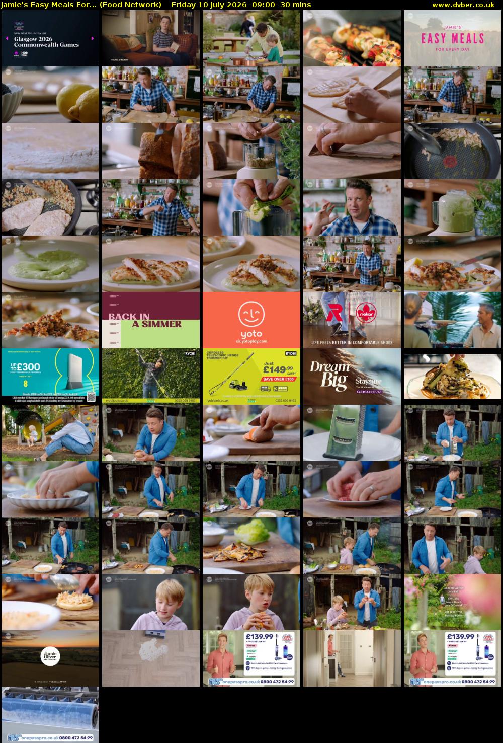 Jamie's Easy Meals For... (Food Network) Friday 10 July 2026 09:00 - 09:30