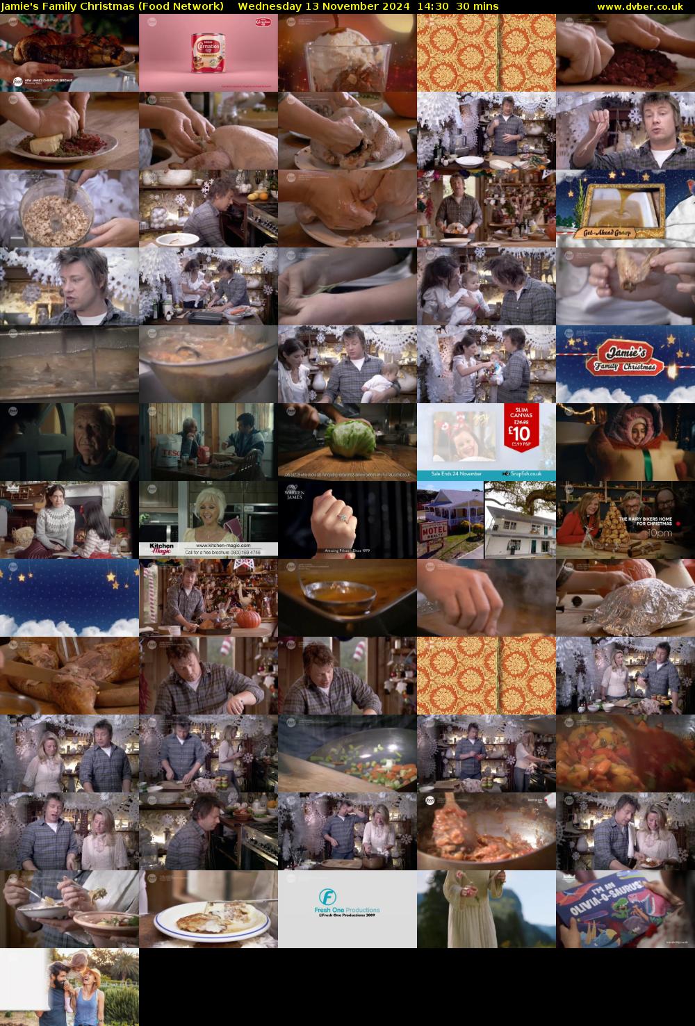 Jamie's Family Christmas (Food Network) Wednesday 13 November 2024 14:30 - 15:00