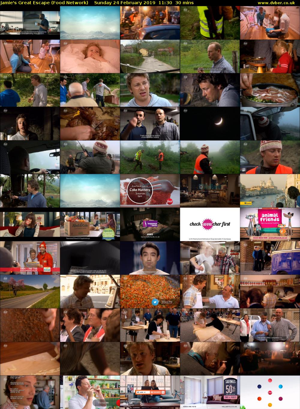 Jamie's Great Escape (Food Network) Sunday 24 February 2019 11:30 - 12:00