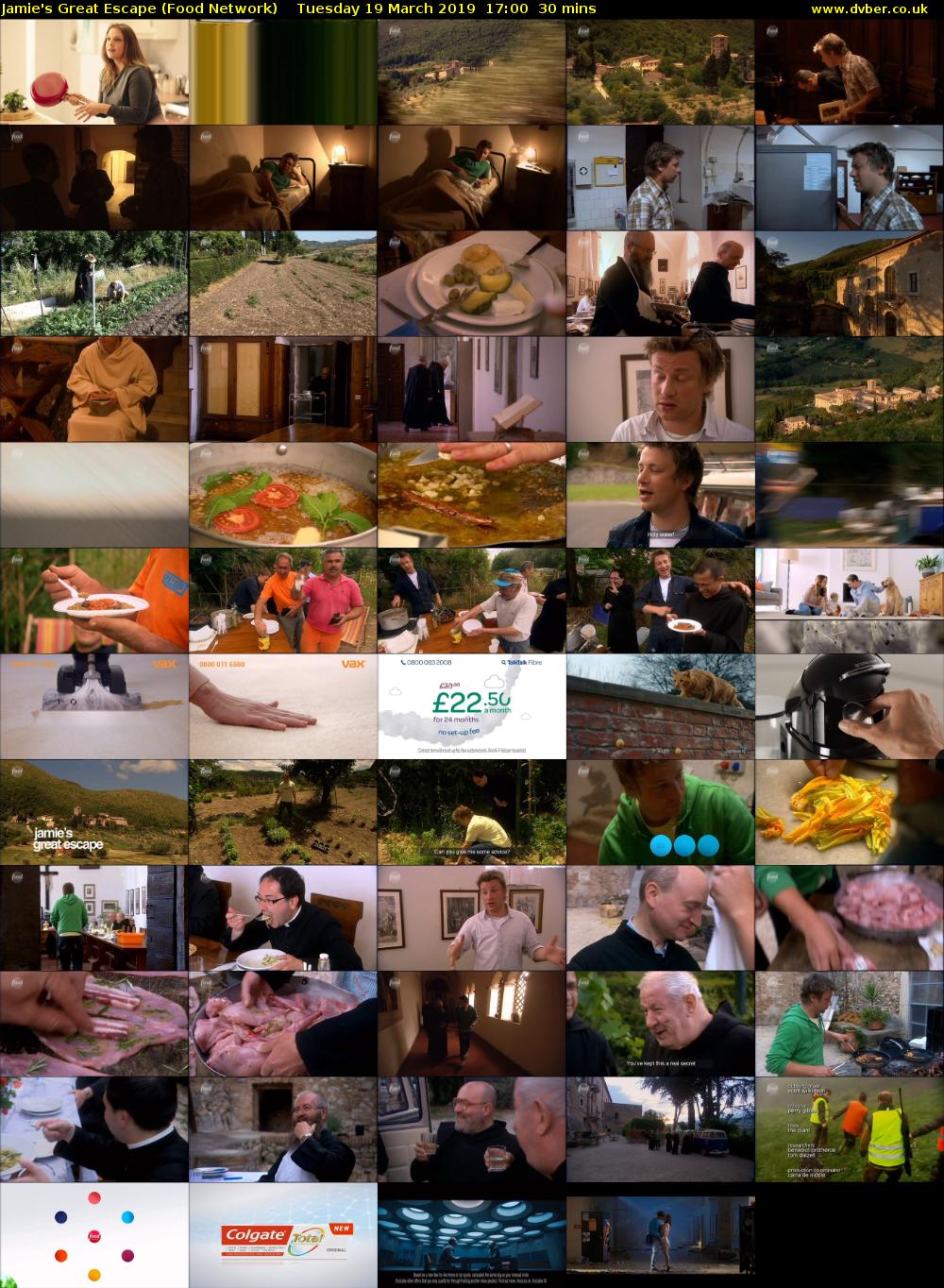 Jamie's Great Escape (Food Network) Tuesday 19 March 2019 17:00 - 17:30