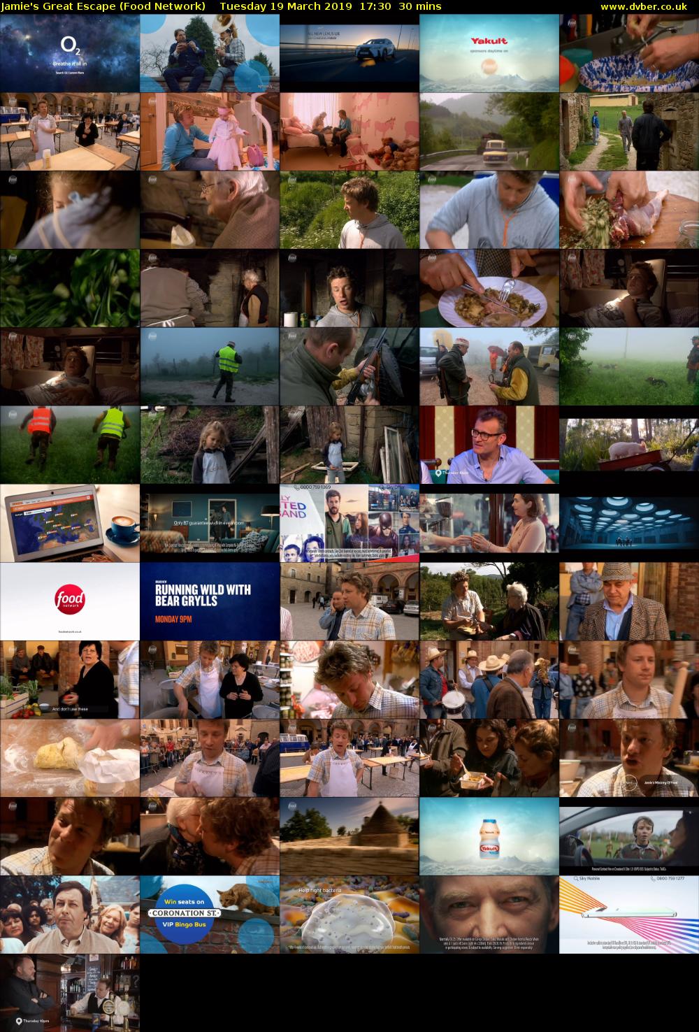 Jamie's Great Escape (Food Network) Tuesday 19 March 2019 17:30 - 18:00