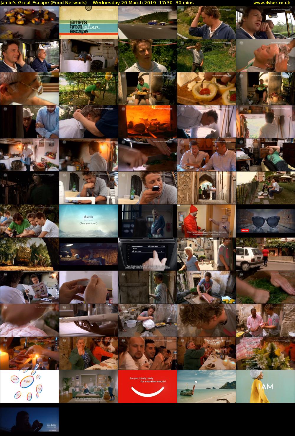 Jamie's Great Escape (Food Network) Wednesday 20 March 2019 17:30 - 18:00