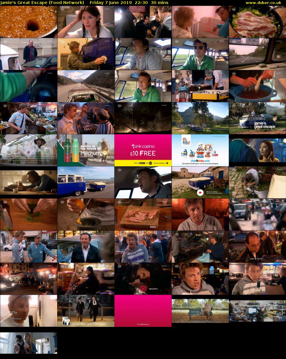 Jamie's Great Escape (Food Network) Friday 7 June 2019 22:30 - 23:00