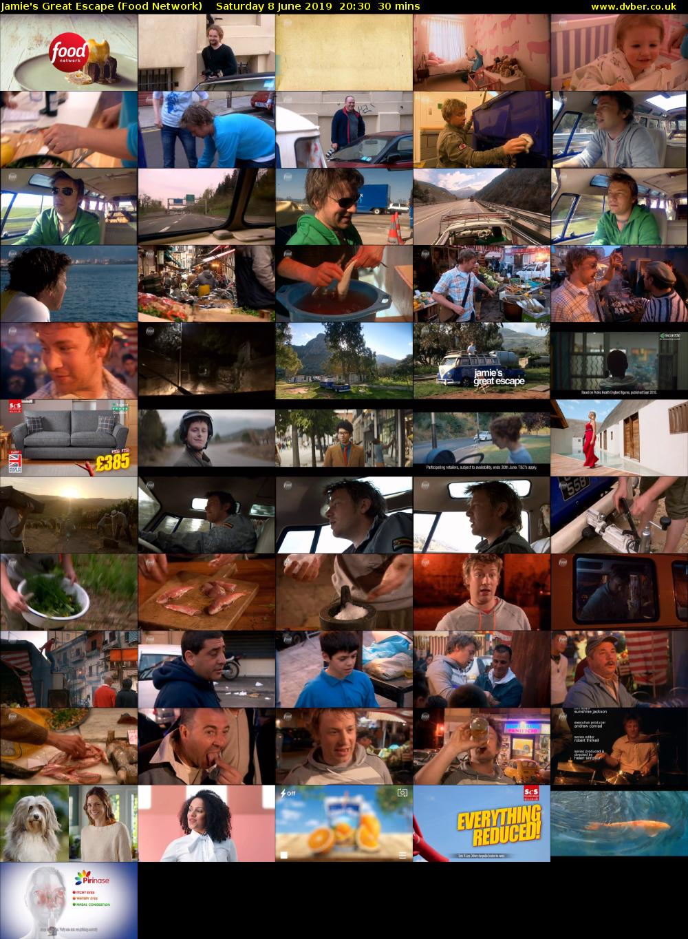 Jamie's Great Escape (Food Network) Saturday 8 June 2019 20:30 - 21:00