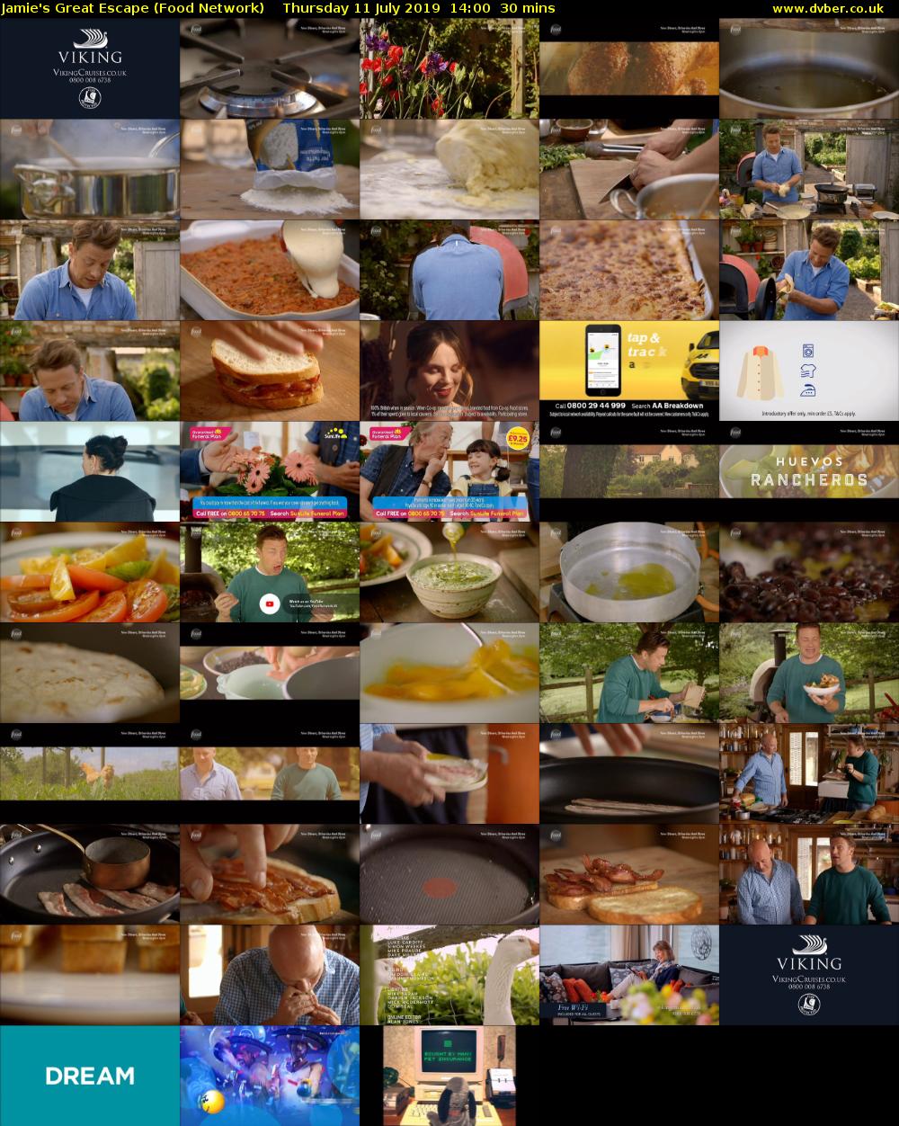 Jamie's Great Escape (Food Network) Thursday 11 July 2019 14:00 - 14:30
