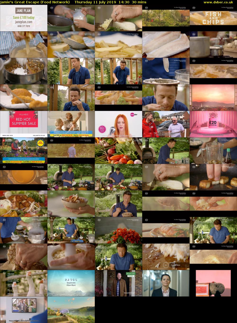 Jamie's Great Escape (Food Network) Thursday 11 July 2019 14:30 - 15:00
