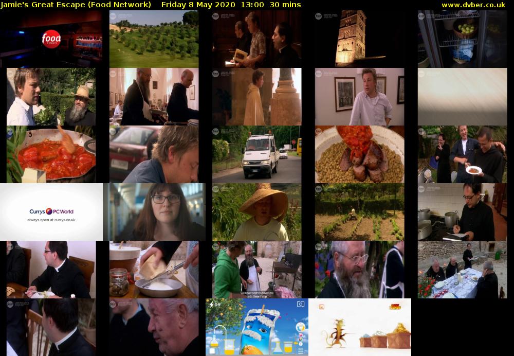 Jamie's Great Escape (Food Network) Friday 8 May 2020 13:00 - 13:30