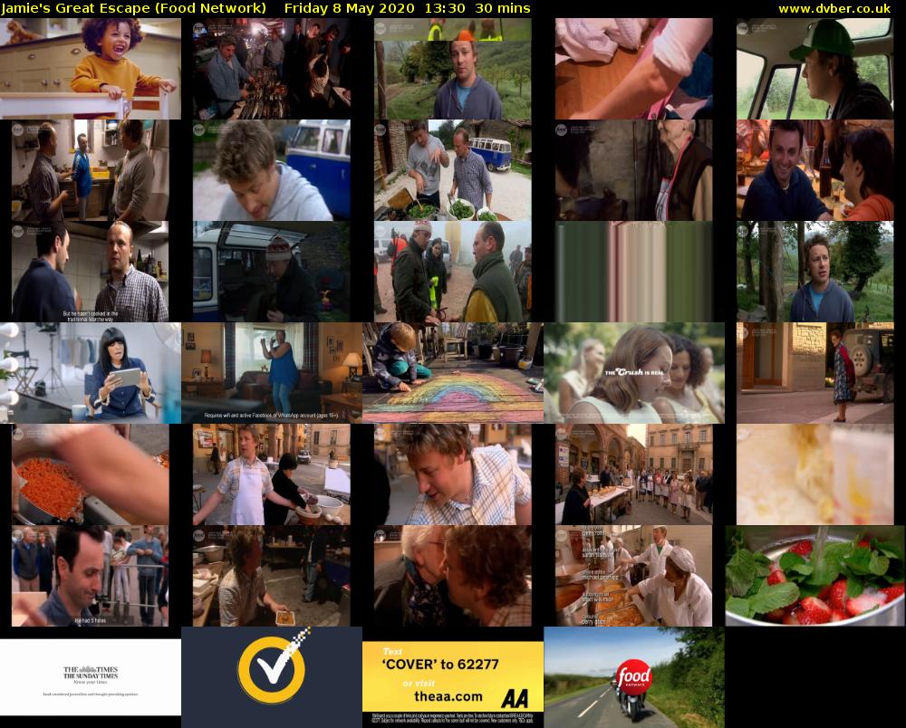 Jamie's Great Escape (Food Network) Friday 8 May 2020 13:30 - 14:00