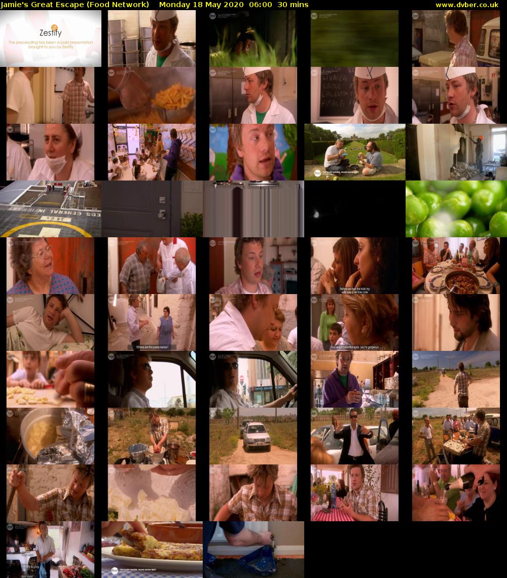 Jamie's Great Escape (Food Network) Monday 18 May 2020 06:00 - 06:30