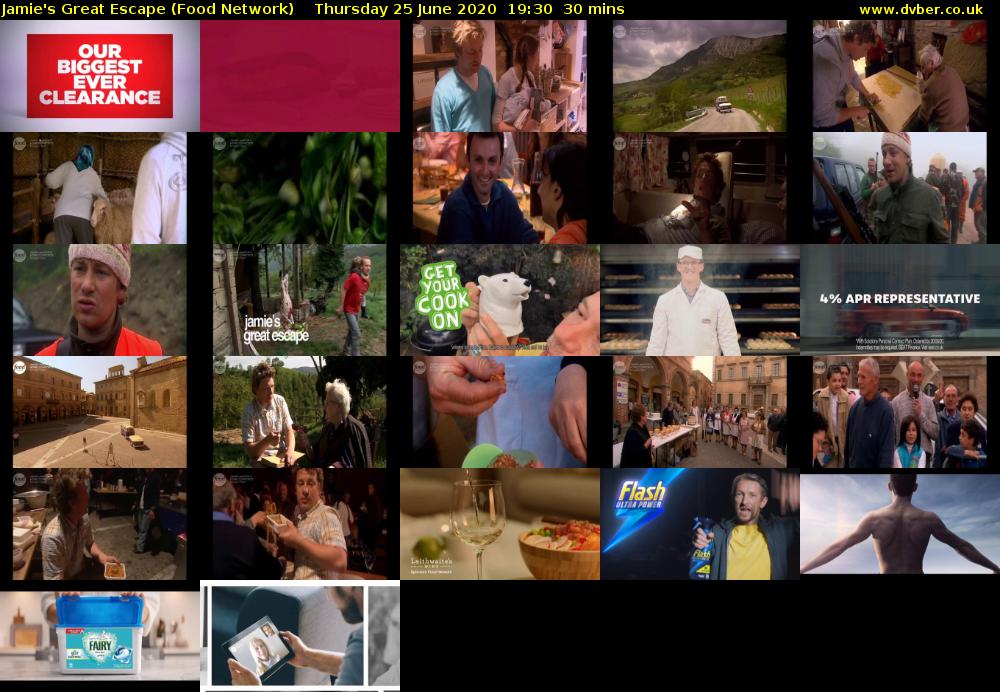 Jamie's Great Escape (Food Network) Thursday 25 June 2020 19:30 - 20:00