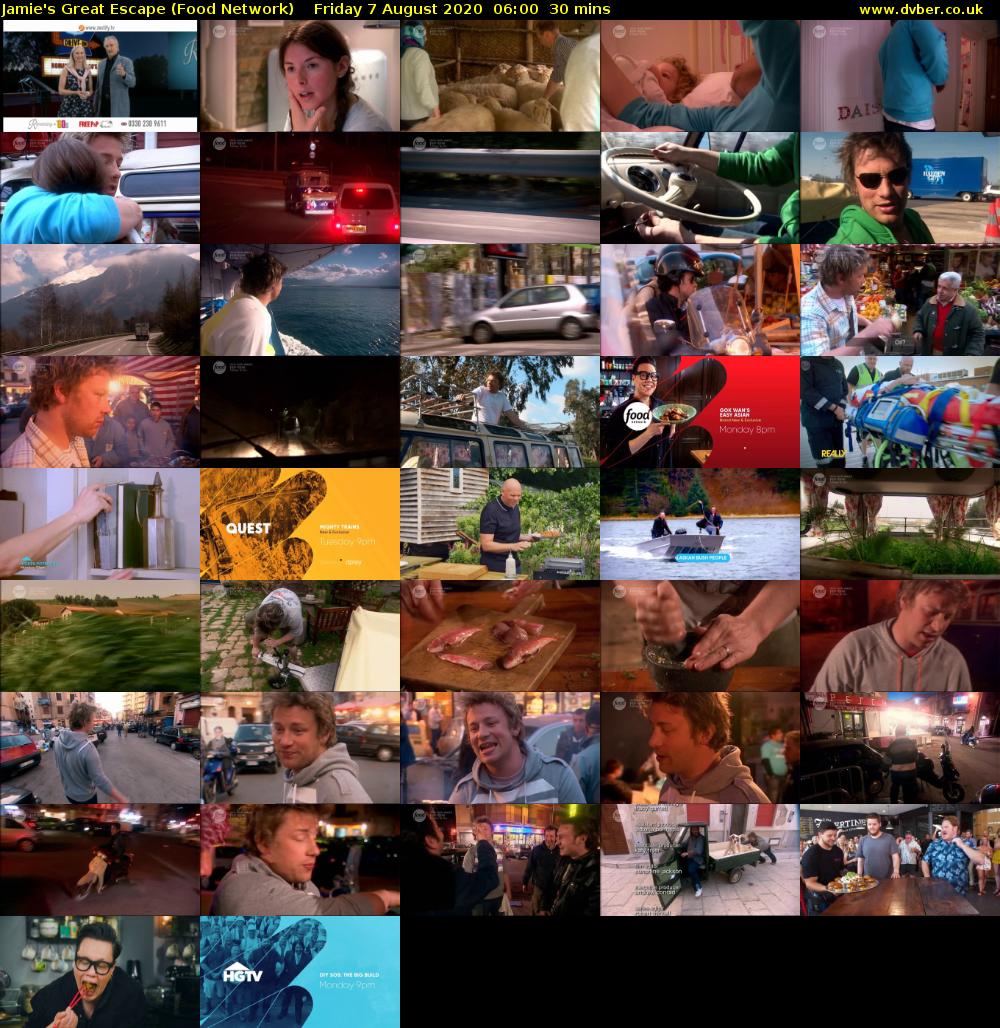 Jamie's Great Escape (Food Network) Friday 7 August 2020 06:00 - 06:30