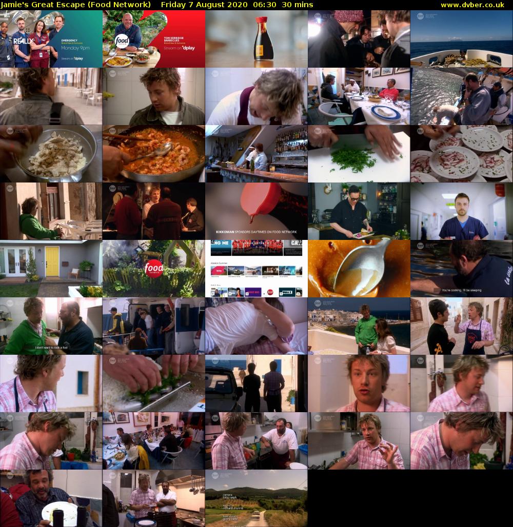 Jamie's Great Escape (Food Network) Friday 7 August 2020 06:30 - 07:00