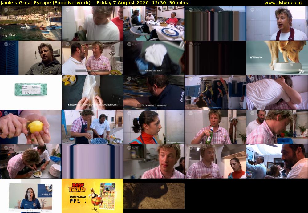 Jamie's Great Escape (Food Network) Friday 7 August 2020 12:30 - 13:00