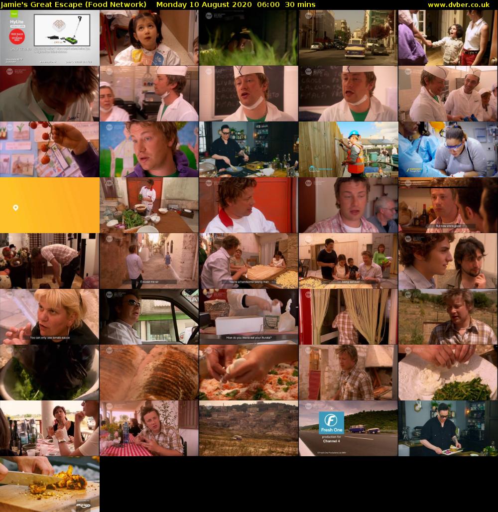 Jamie's Great Escape (Food Network) Monday 10 August 2020 06:00 - 06:30