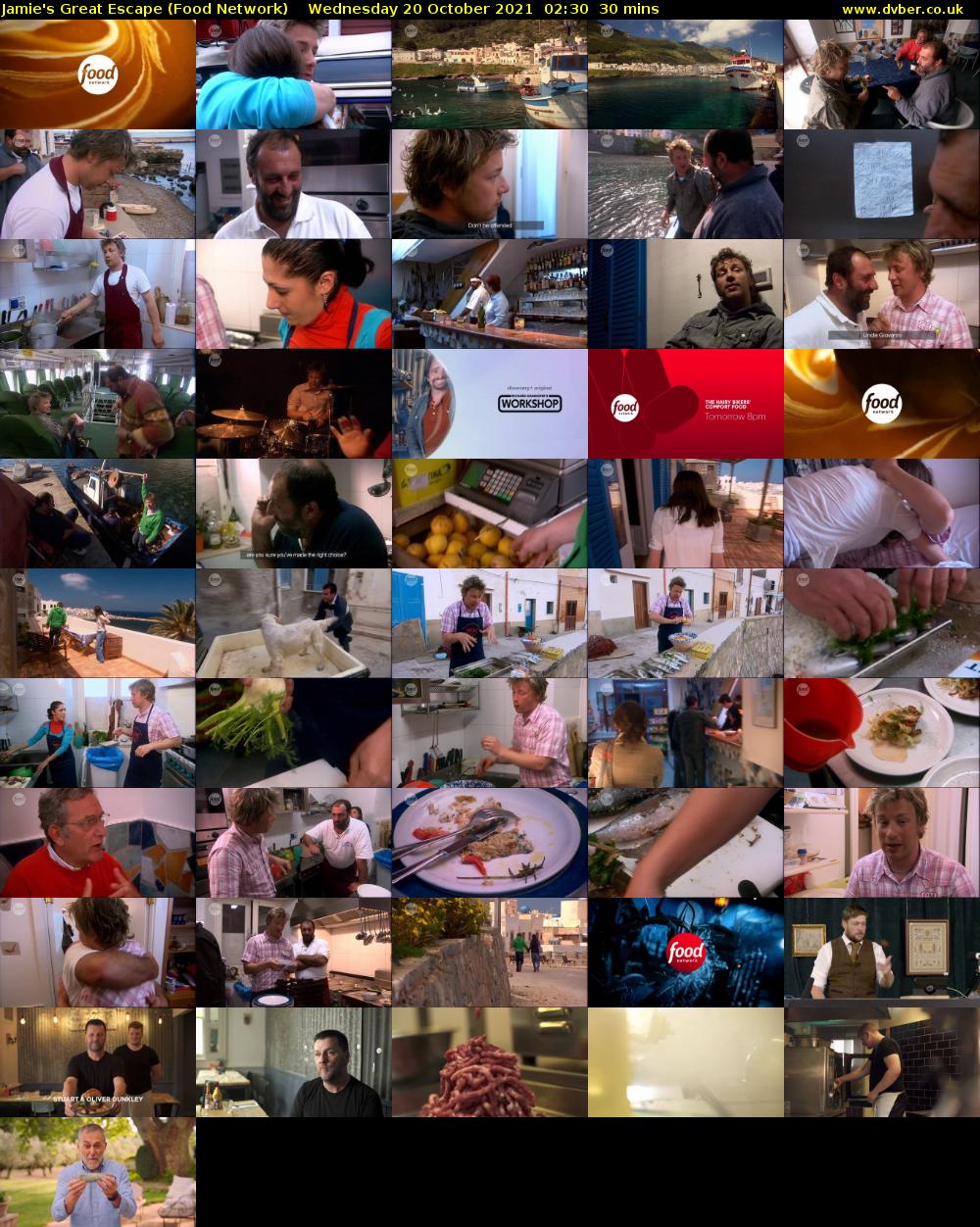 Jamie's Great Escape (Food Network) Wednesday 20 October 2021 02:30 - 03:00