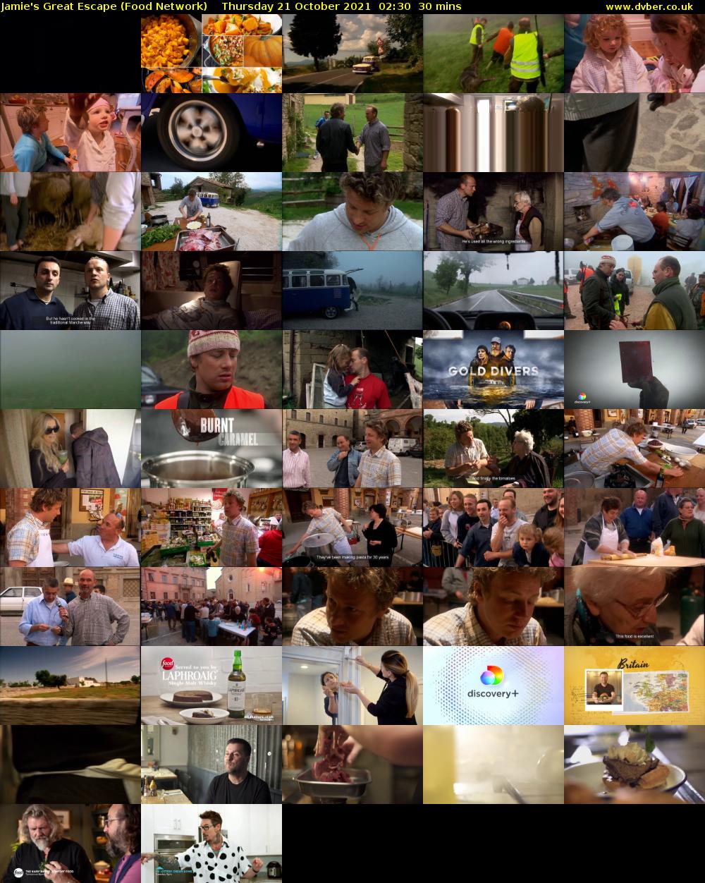 Jamie's Great Escape (Food Network) Thursday 21 October 2021 02:30 - 03:00