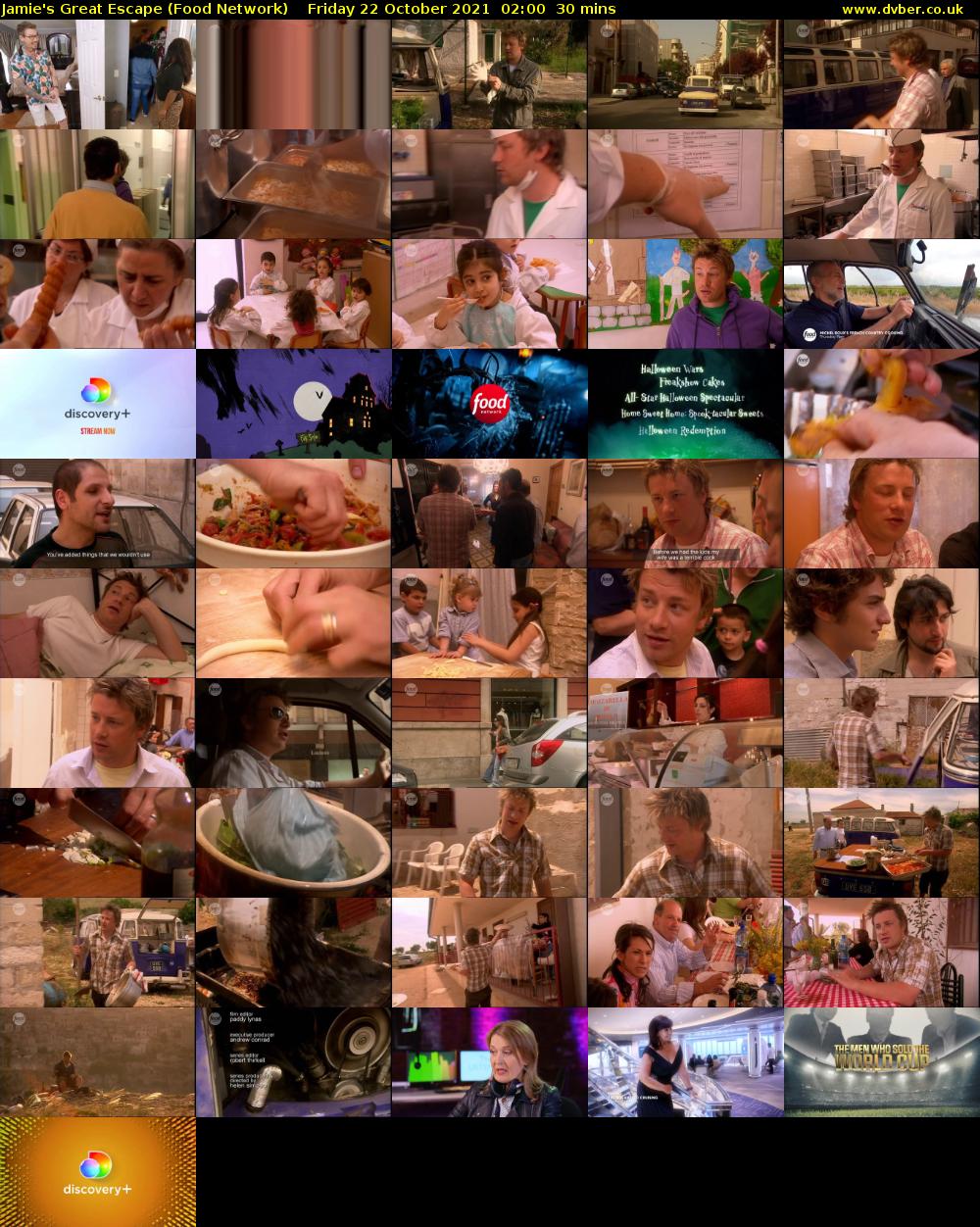 Jamie's Great Escape (Food Network) Friday 22 October 2021 02:00 - 02:30