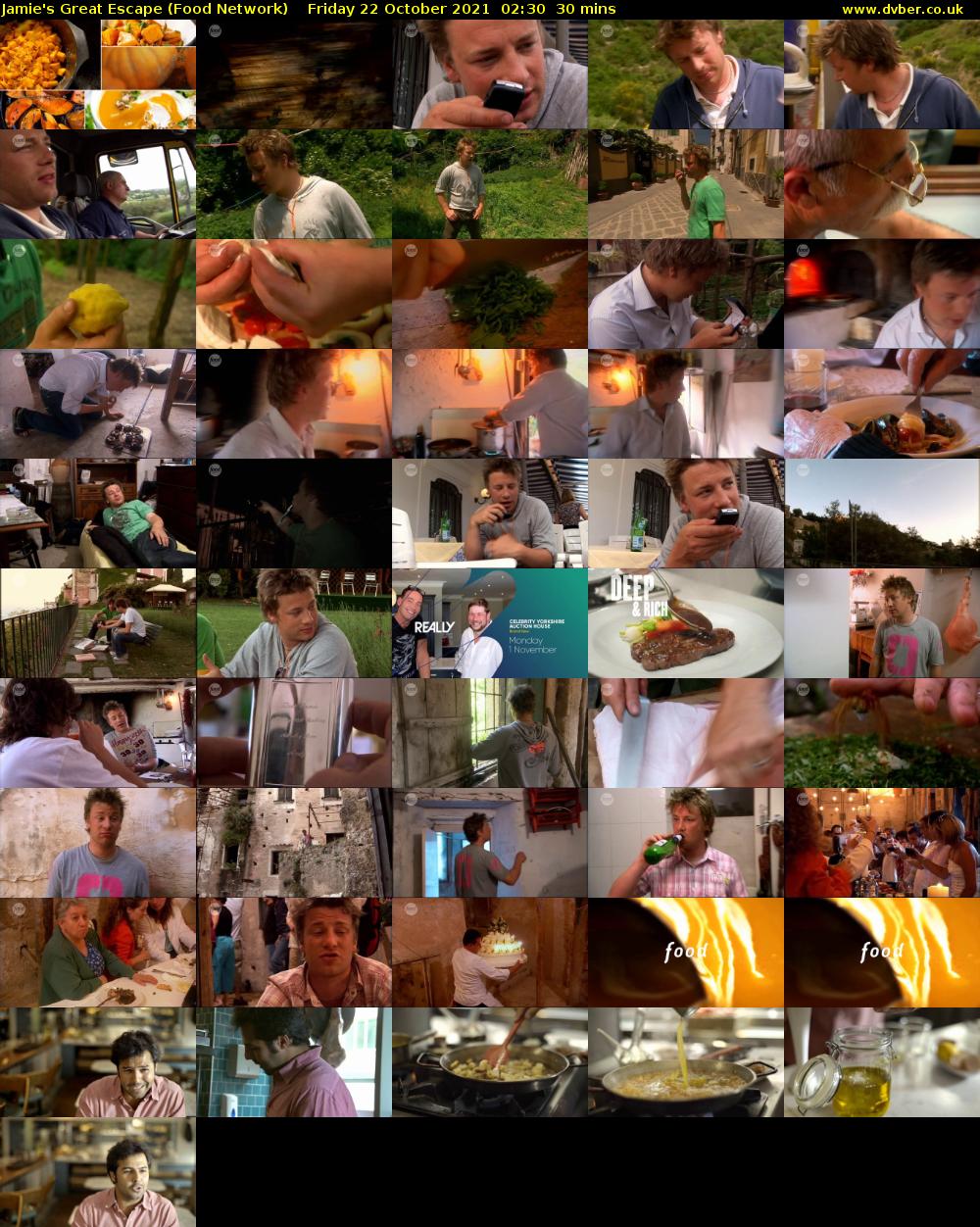 Jamie's Great Escape (Food Network) Friday 22 October 2021 02:30 - 03:00