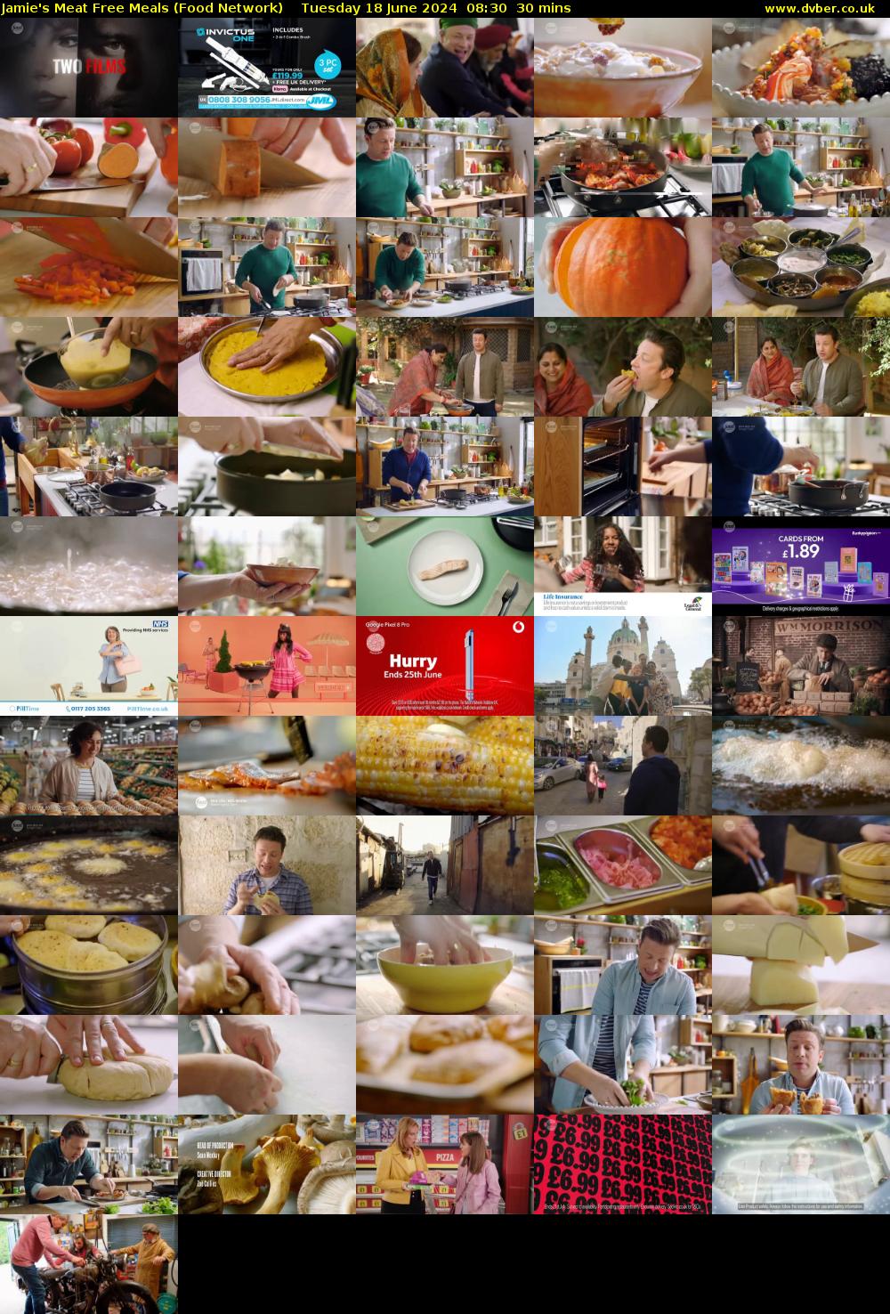 Jamie's Meat Free Meals (Food Network) Tuesday 18 June 2024 08:30 - 09:00