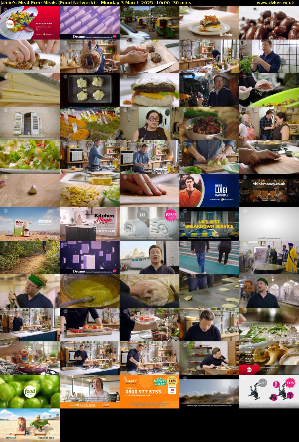 Jamie's Meat Free Meals (Food Network) Monday 3 March 2025 10:00 - 10:30