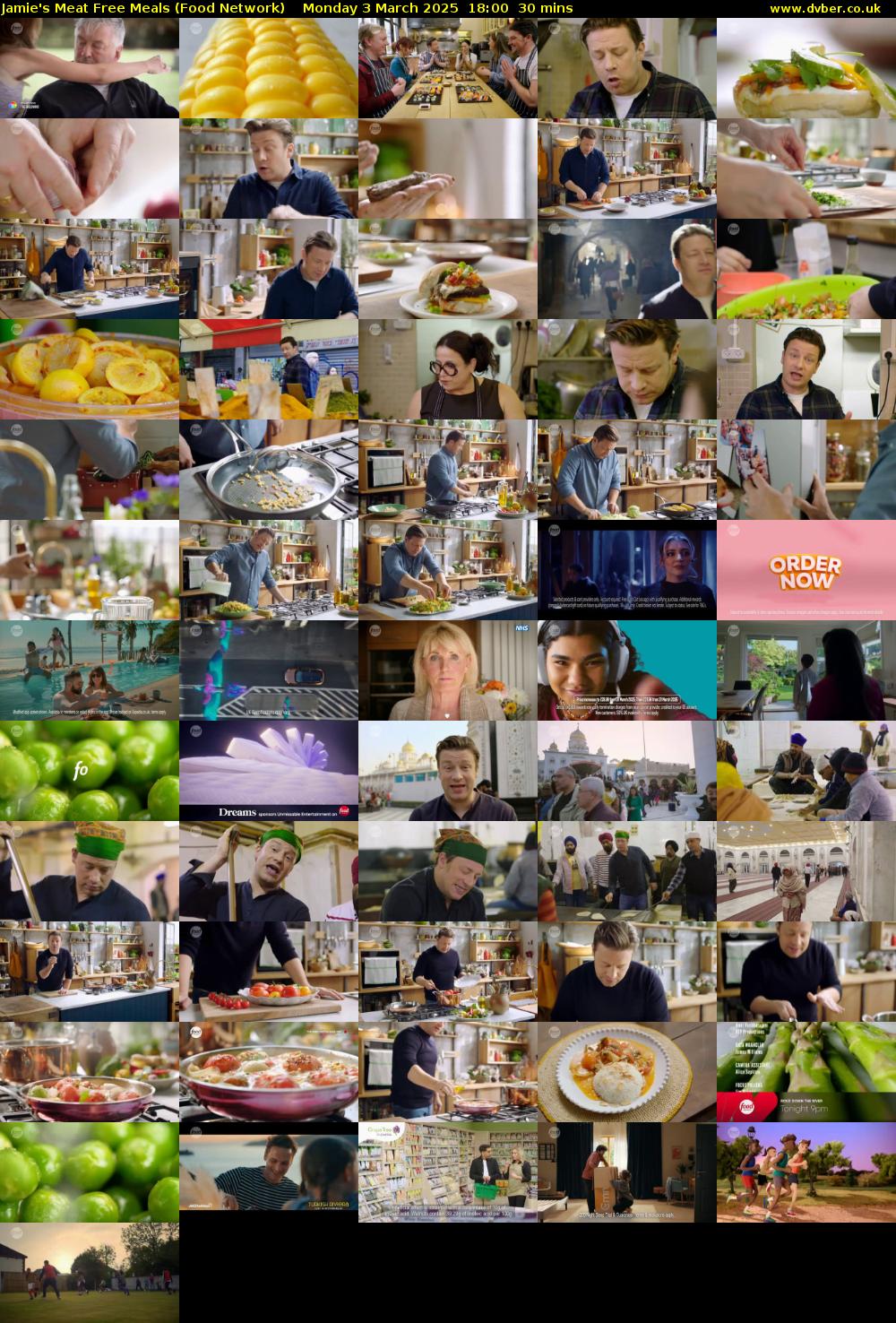 Jamie's Meat Free Meals (Food Network) Monday 3 March 2025 18:00 - 18:30
