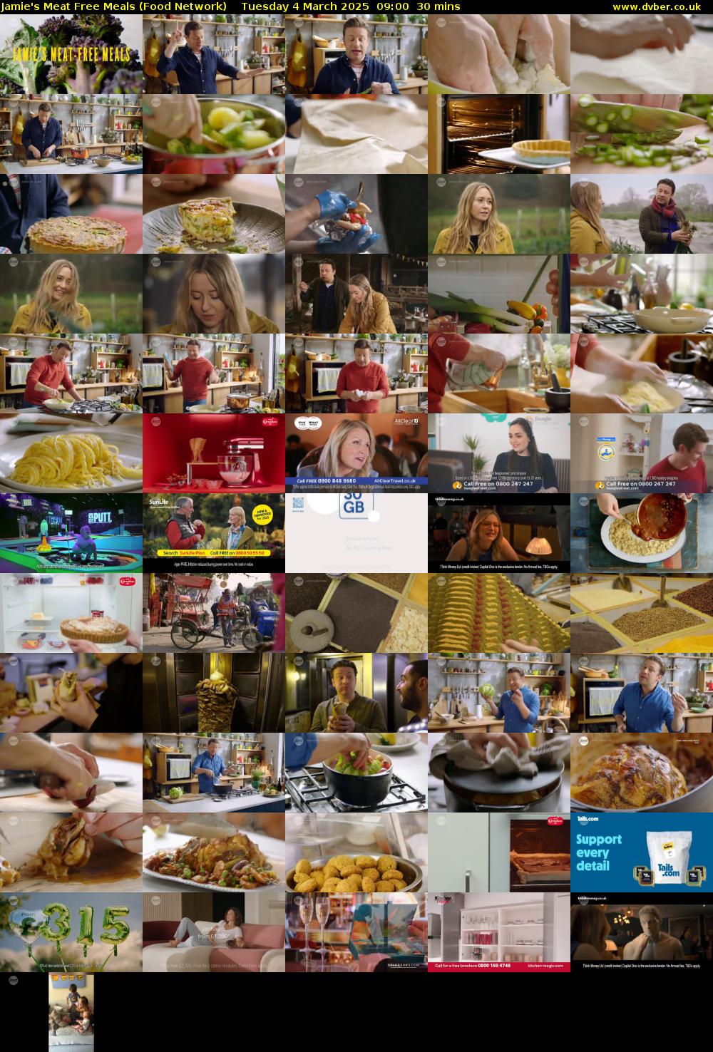 Jamie's Meat Free Meals (Food Network) Tuesday 4 March 2025 09:00 - 09:30