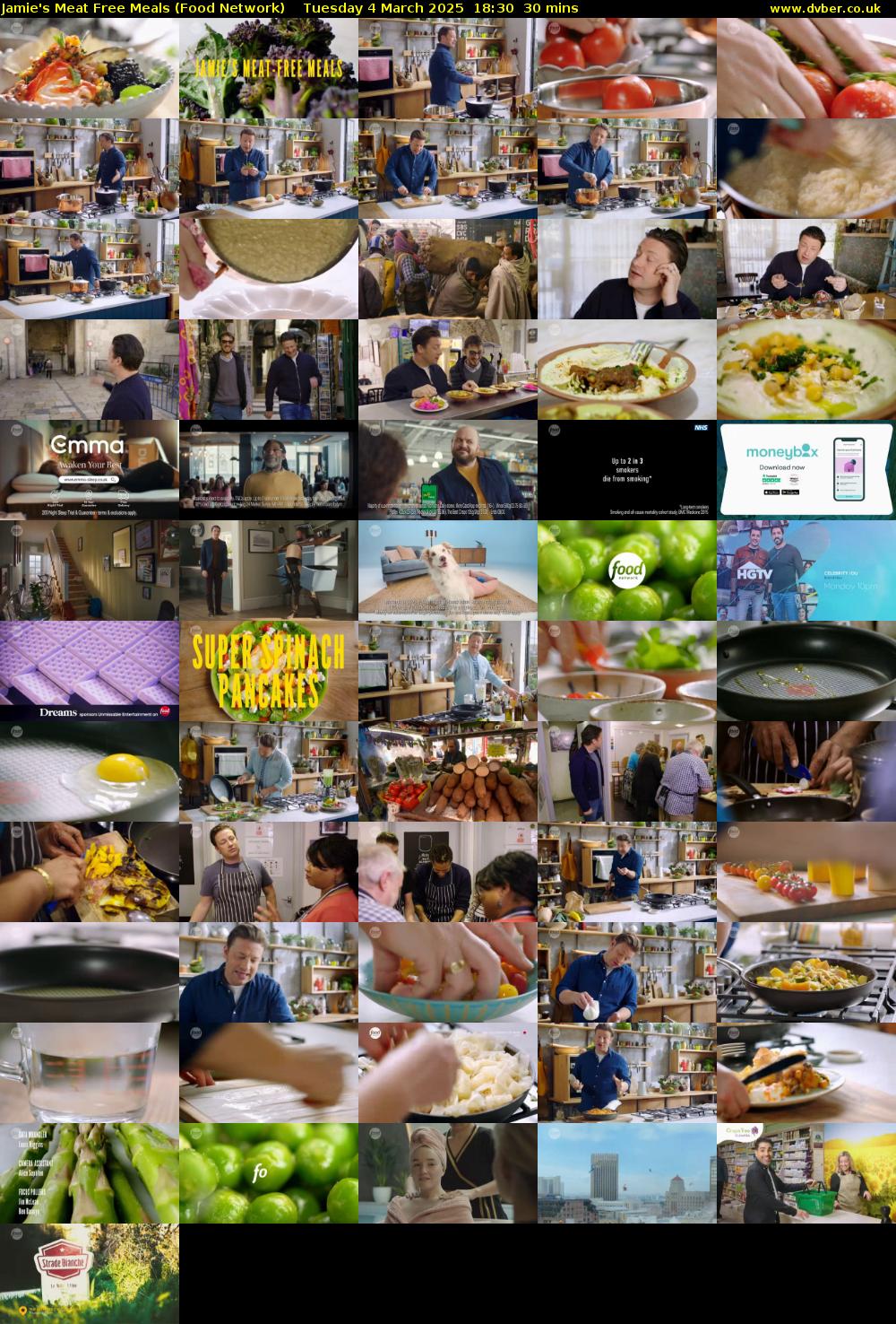 Jamie's Meat Free Meals (Food Network) Tuesday 4 March 2025 18:30 - 19:00