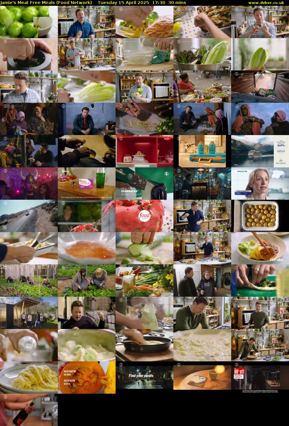 Jamie's Meat Free Meals (Food Network) Tuesday 15 April 2025 17:30 - 18:00