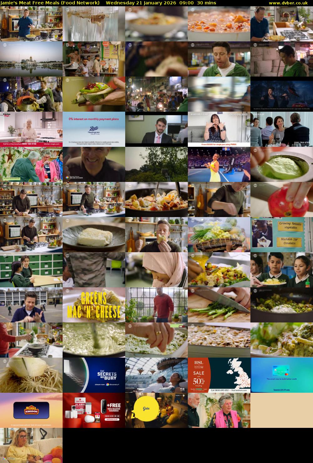 Jamie's Meat Free Meals (Food Network) Wednesday 21 January 2026 09:00 - 09:30