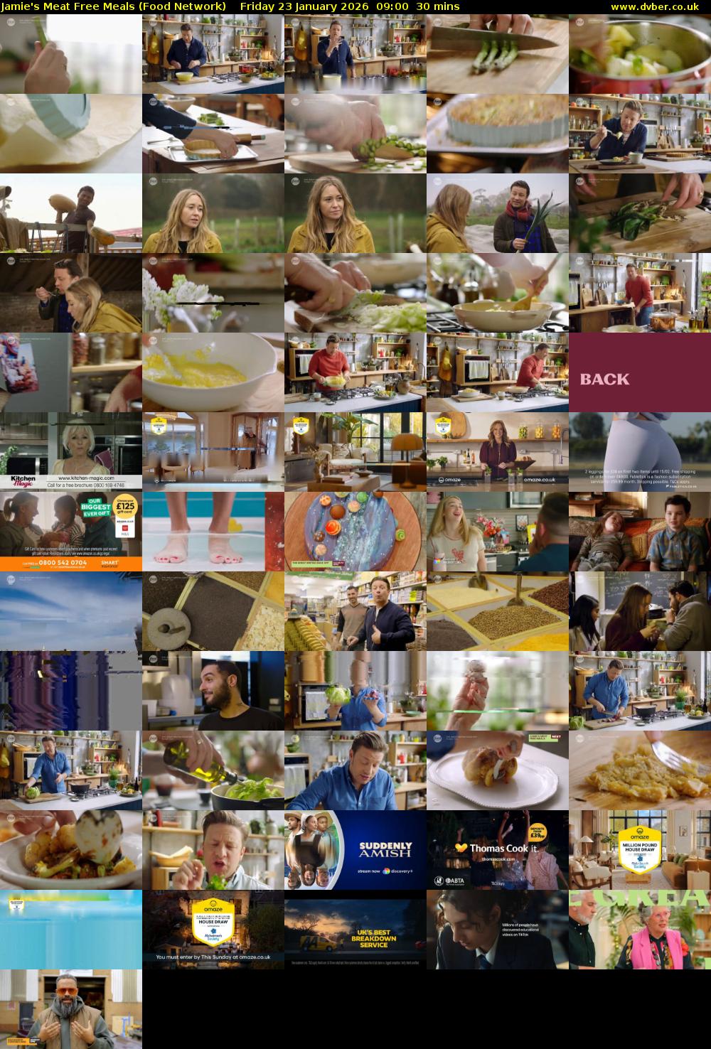 Jamie's Meat Free Meals (Food Network) Friday 23 January 2026 09:00 - 09:30