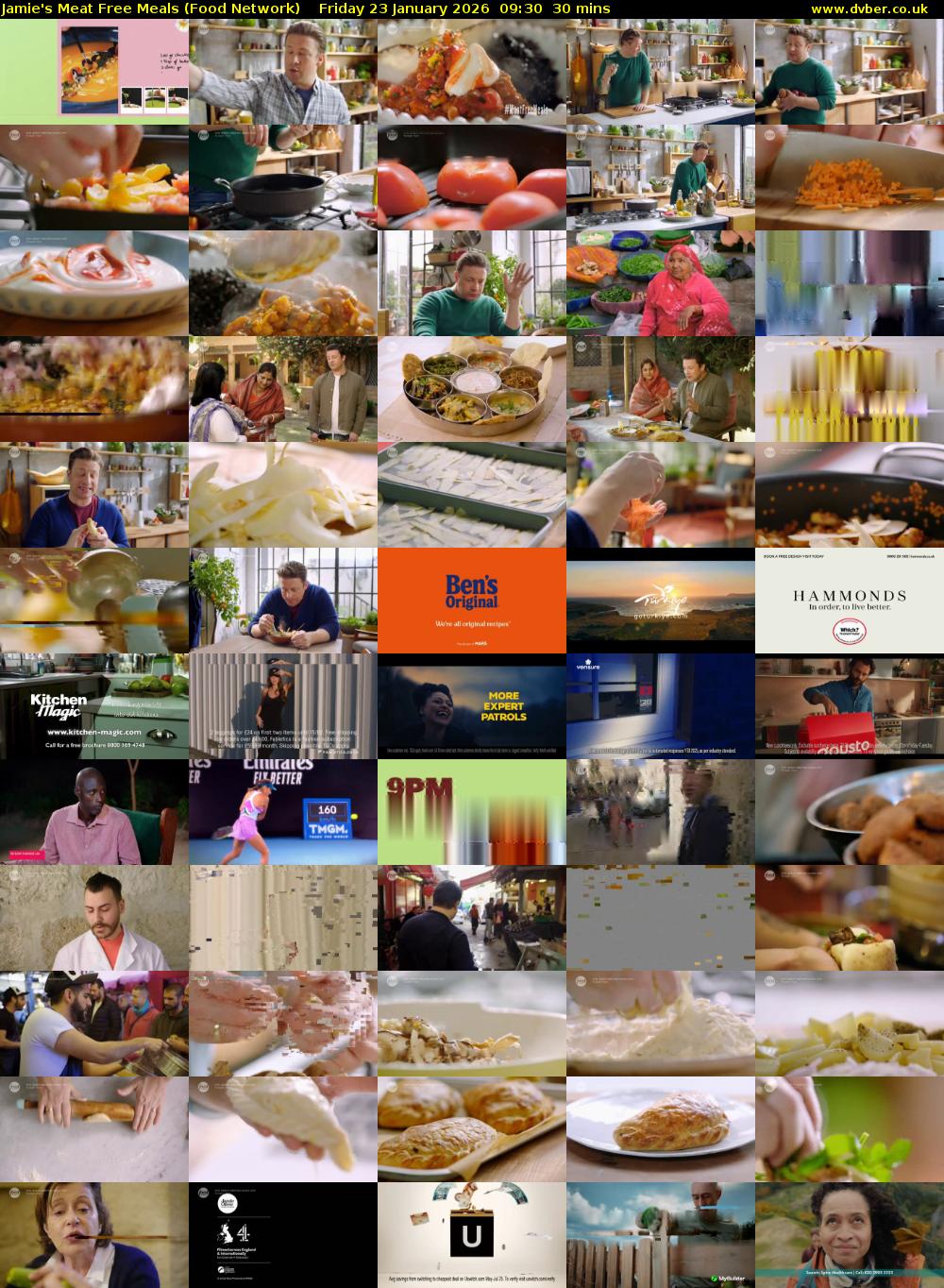 Jamie's Meat Free Meals (Food Network) Friday 23 January 2026 09:30 - 10:00