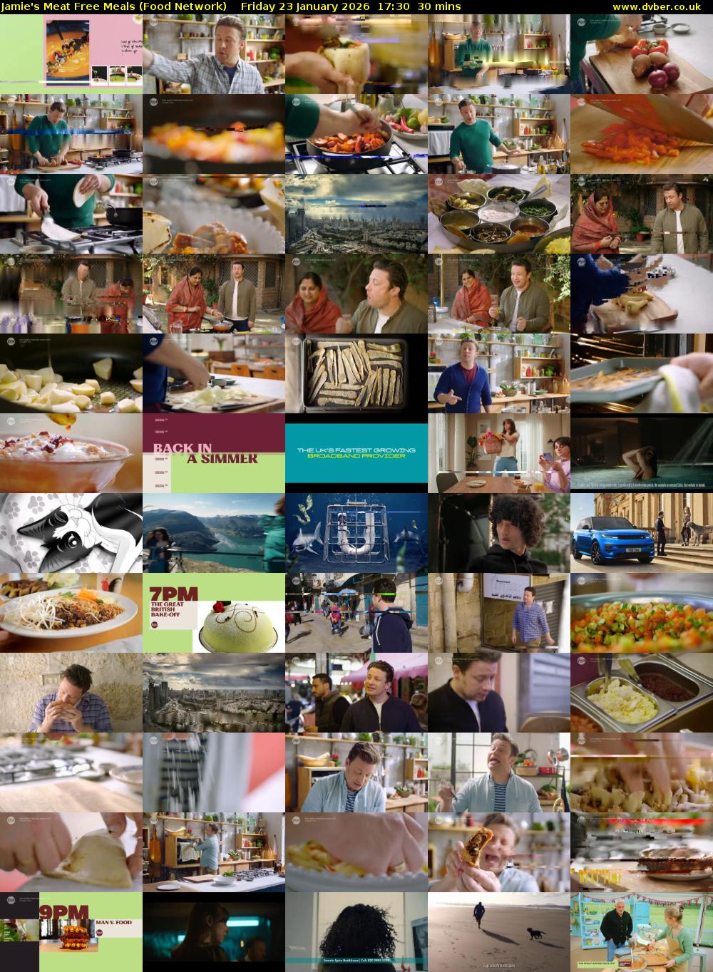 Jamie's Meat Free Meals (Food Network) Friday 23 January 2026 17:30 - 18:00