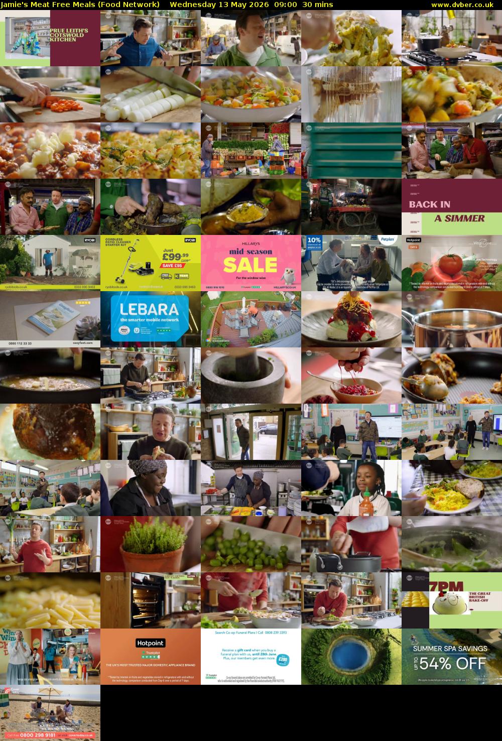 Jamie's Meat Free Meals (Food Network) Wednesday 13 May 2026 09:00 - 09:30