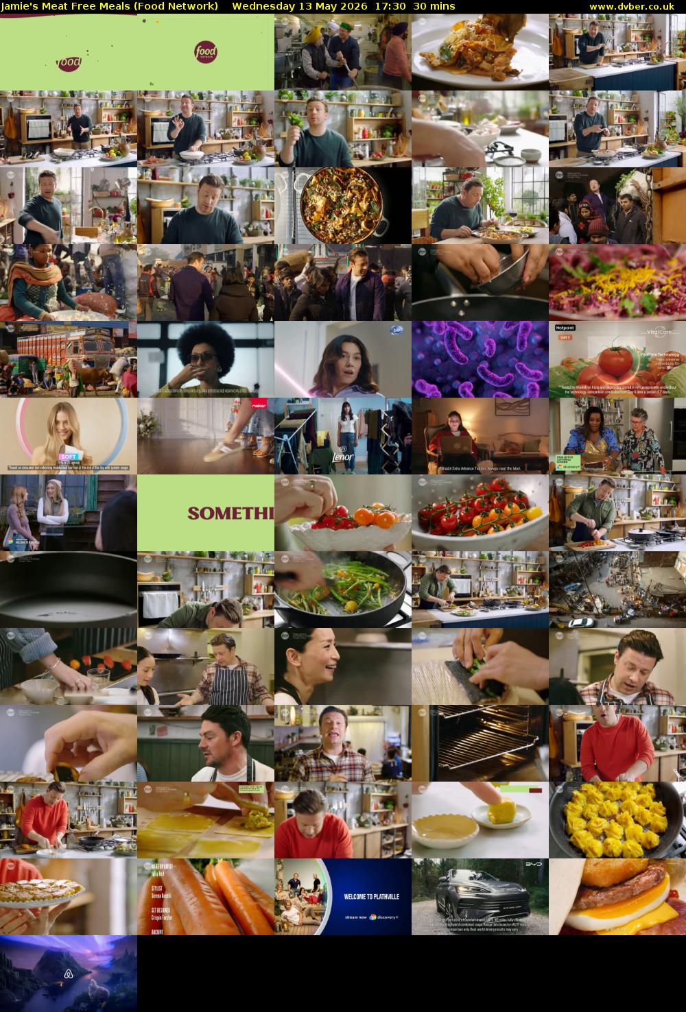 Jamie's Meat Free Meals (Food Network) Wednesday 13 May 2026 17:30 - 18:00