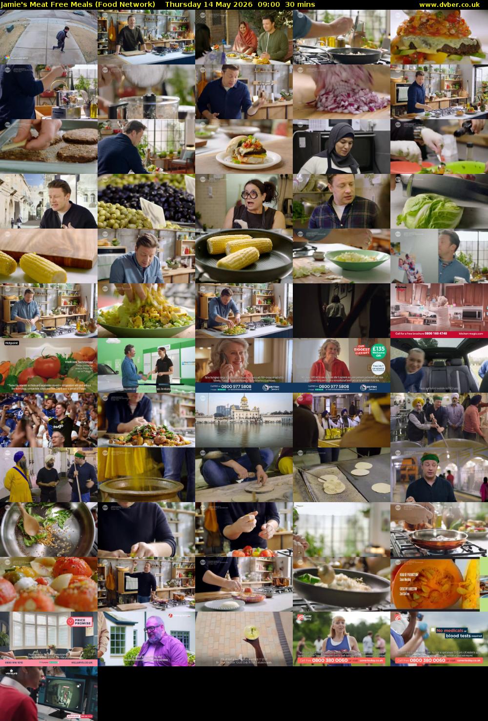 Jamie's Meat Free Meals (Food Network) Thursday 14 May 2026 09:00 - 09:30