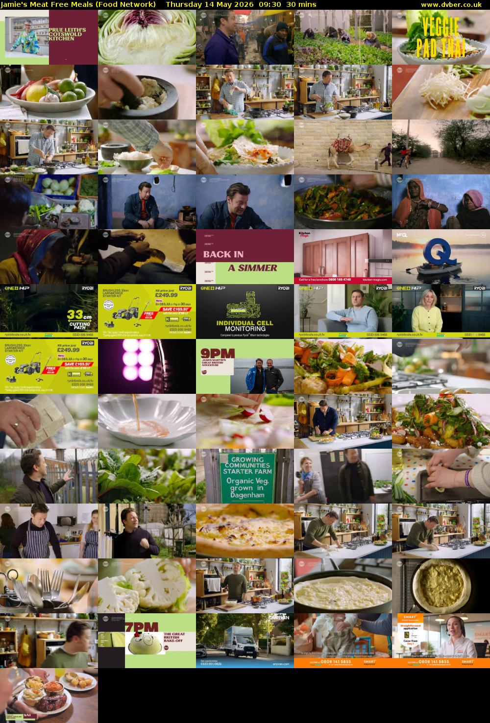 Jamie's Meat Free Meals (Food Network) Thursday 14 May 2026 09:30 - 10:00