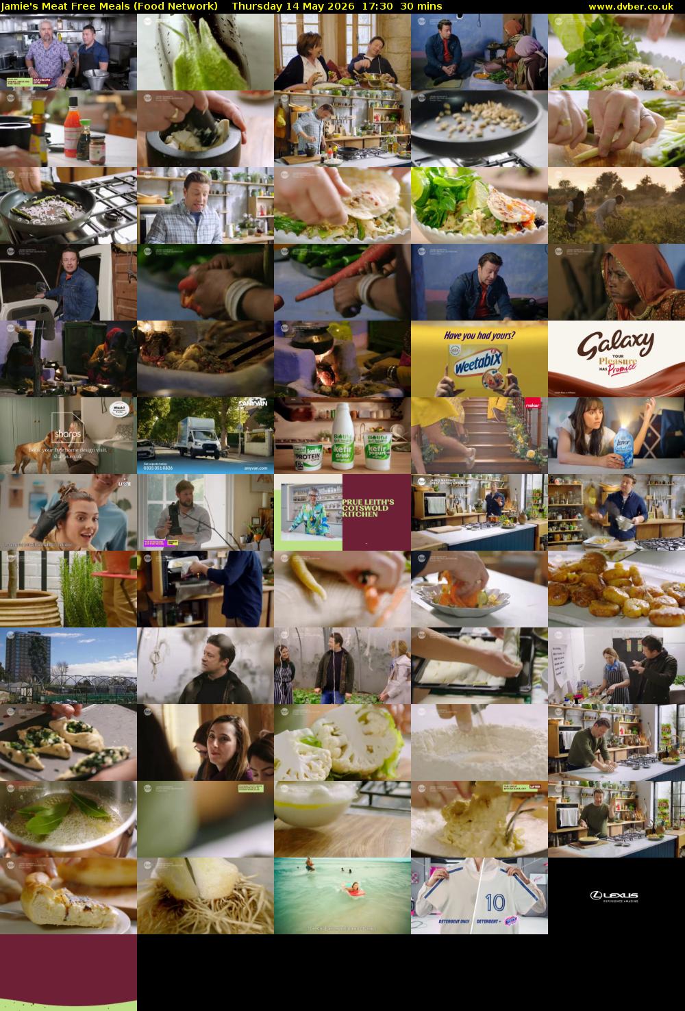 Jamie's Meat Free Meals (Food Network) Thursday 14 May 2026 17:30 - 18:00