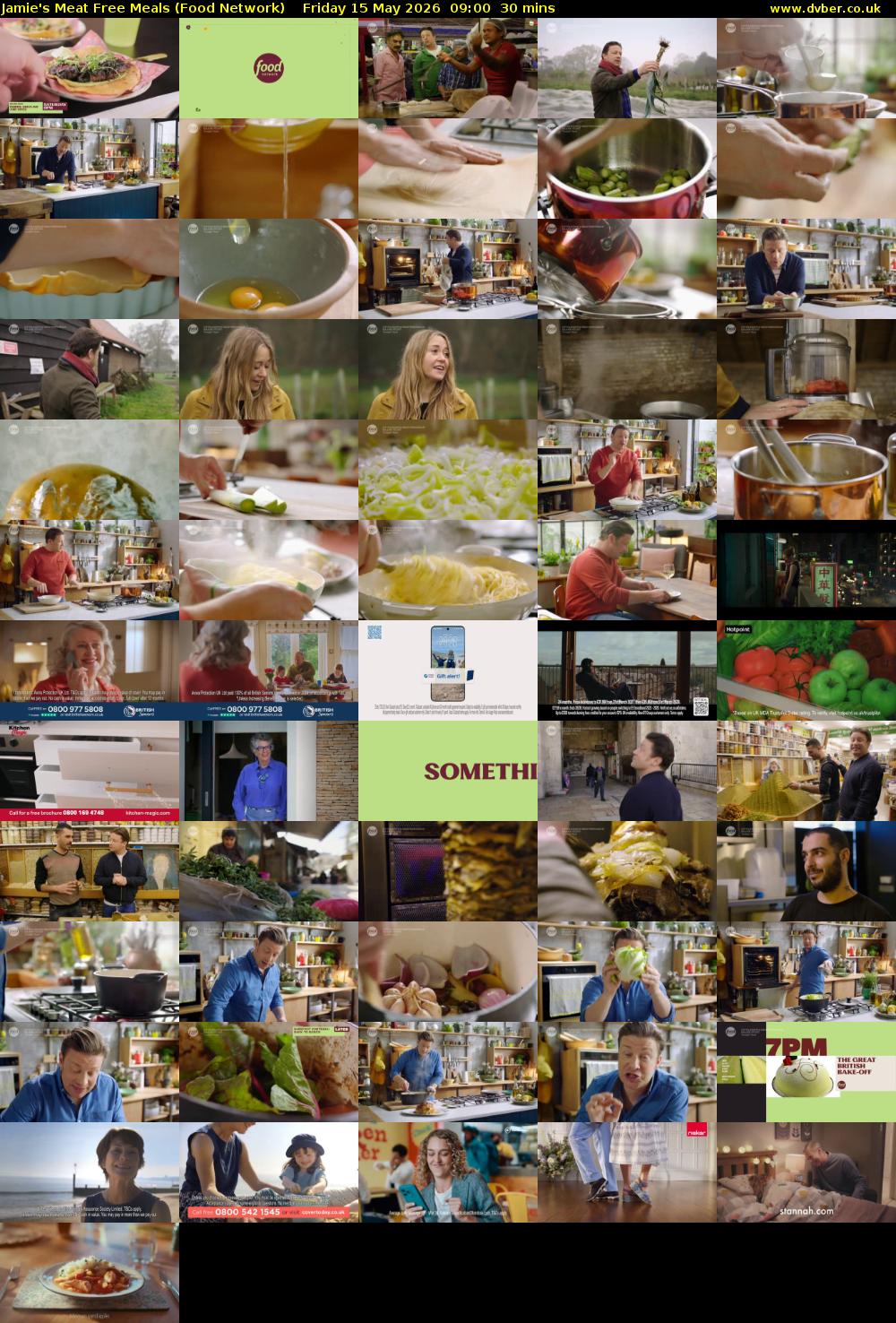 Jamie's Meat Free Meals (Food Network) Friday 15 May 2026 09:00 - 09:30