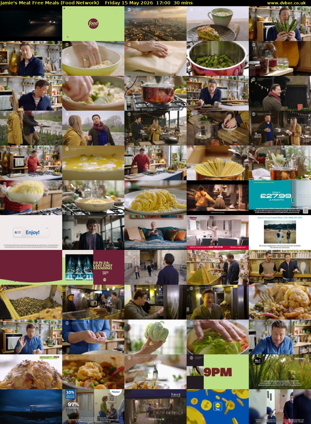 Jamie's Meat Free Meals (Food Network) Friday 15 May 2026 17:00 - 17:30